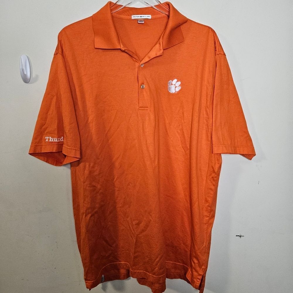 Clemson Tigers Polo Shirt Mens Large Orange Peter Millar Preppy Golfer XL
